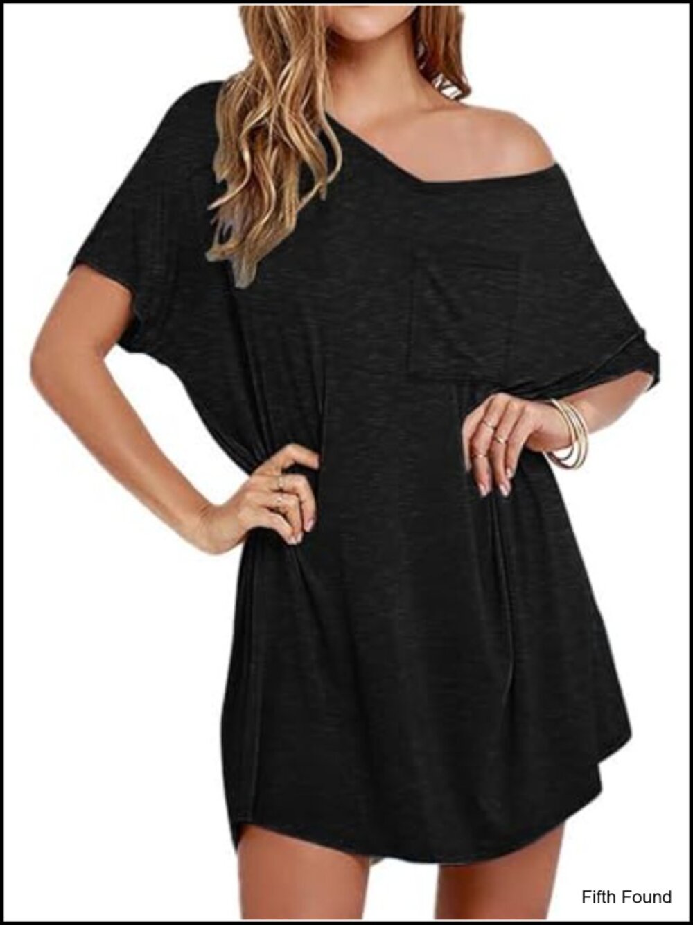 Oversized Cotton Blend Sleep Shirt V-Neck Nightgown Boyfriend Tee